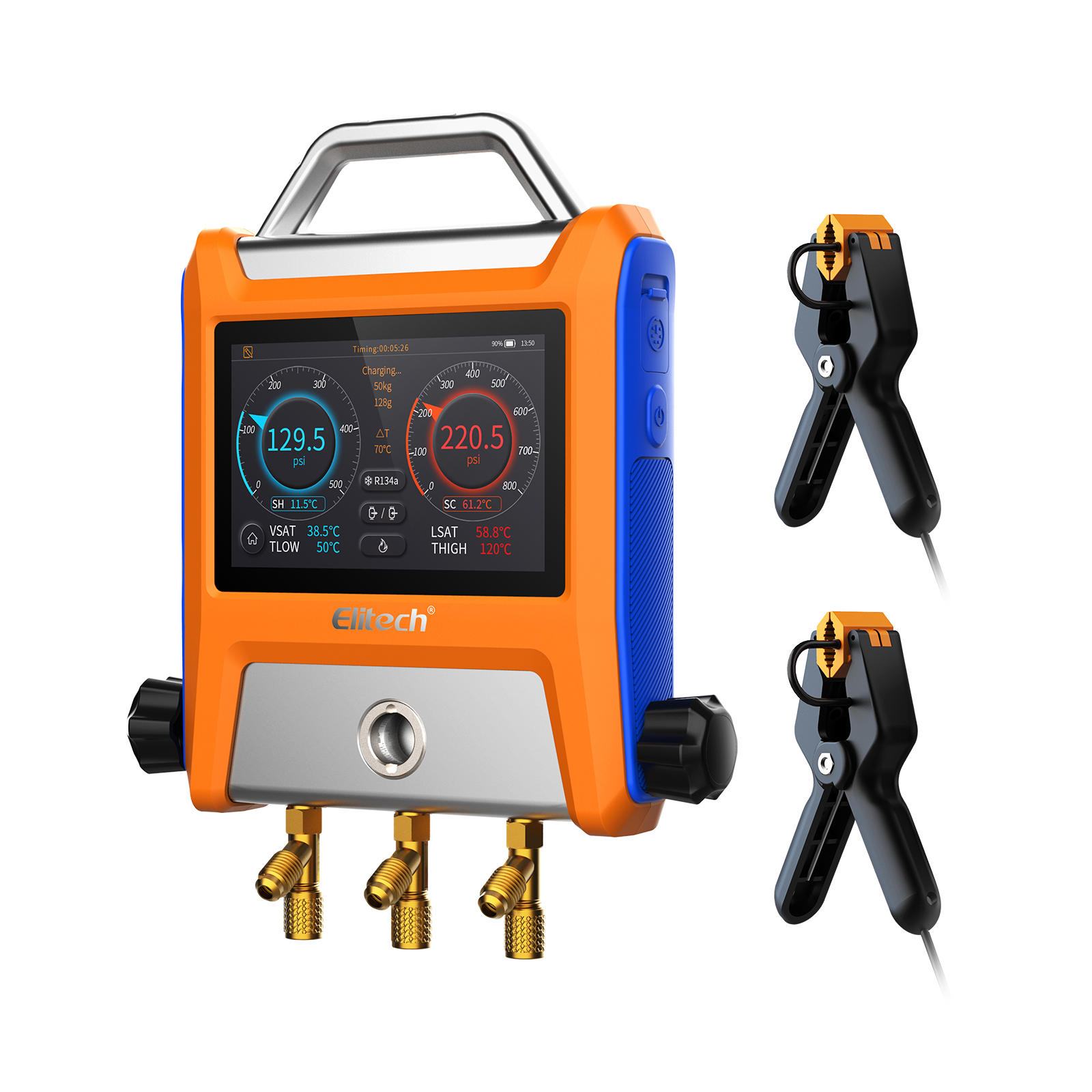 精創(chuàng)EMG-20V智能HVAC數(shù)字歧管儀三端口帶真空傳感器溫度計(jì)夾